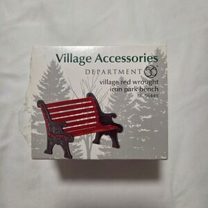 Department 56 Village Red Wrought Iron Park Bench Miniature Accessory 56.56445